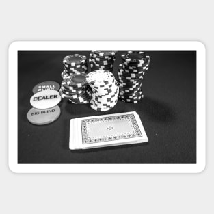 Texas Holdem - Cards, chips and dealer buttons Sticker